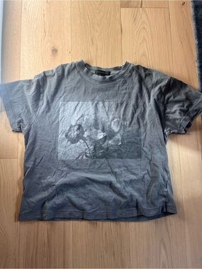 Dynamite Gray Floral Graphic Tee